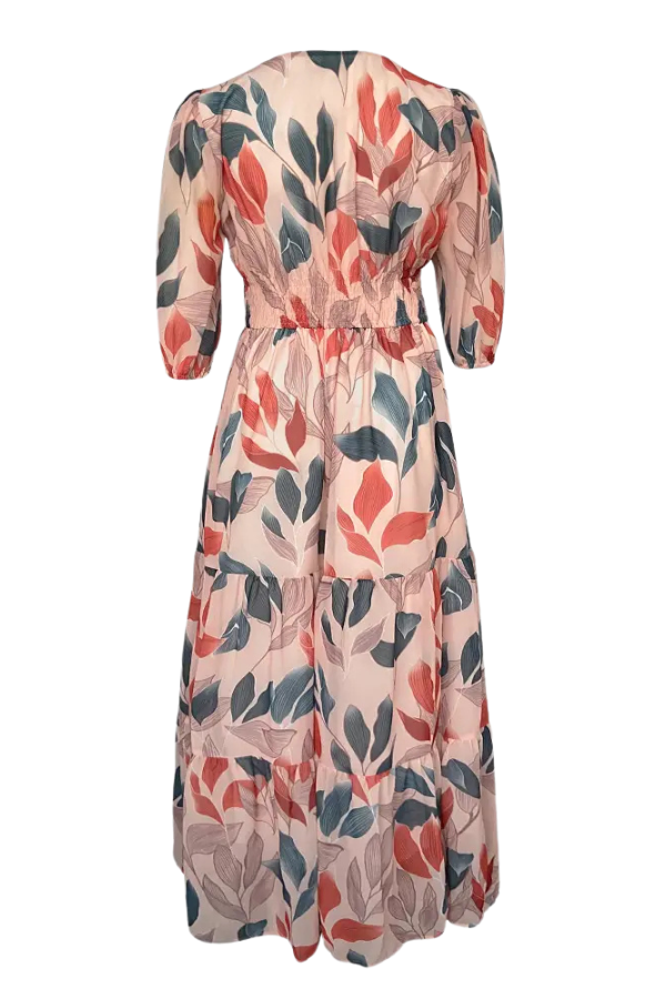 Isla | Maxi-jurk met bladerprint