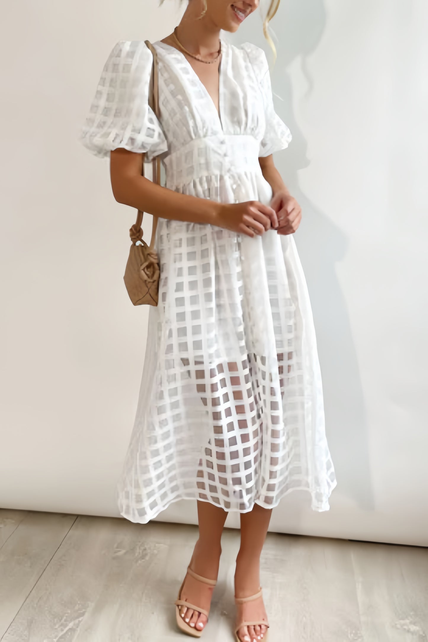 Alba | Midi-jurk met ruitdesign