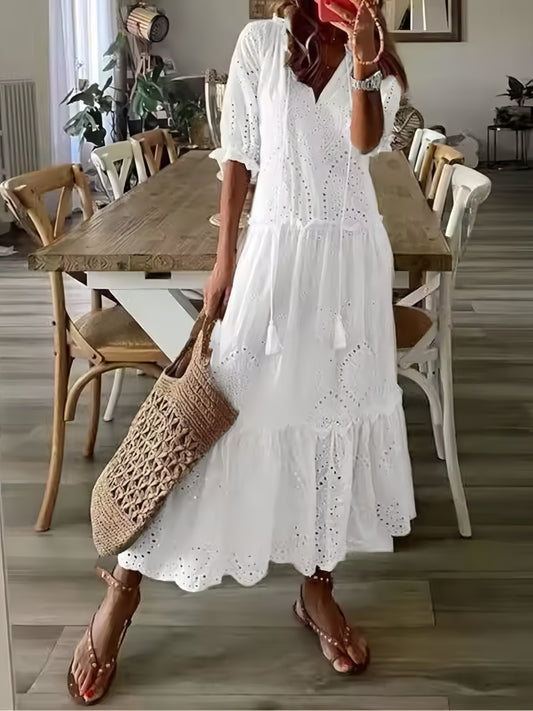 Isolde | Witte broderie-jurk