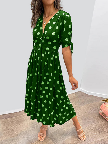 Mia | Polkadot jurk met diepe v-hals