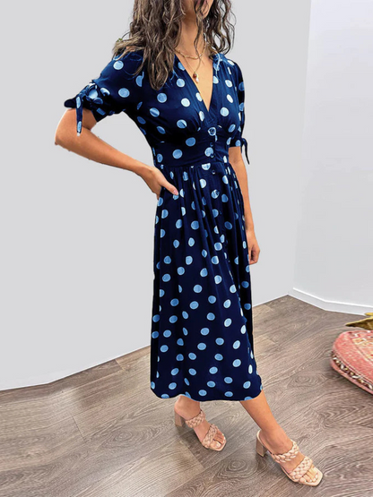 Mia | Polkadot jurk met diepe v-hals