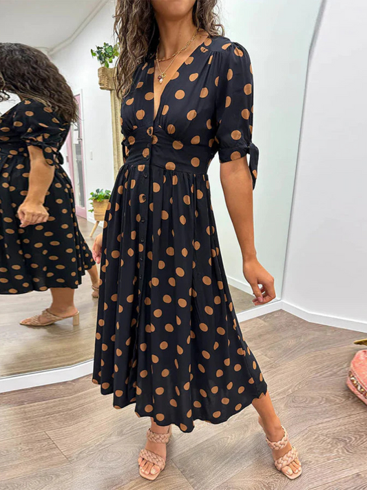 Mia | Polkadot jurk met diepe v-hals