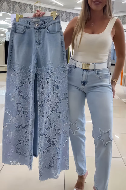 Lena | Jeans met kanten details