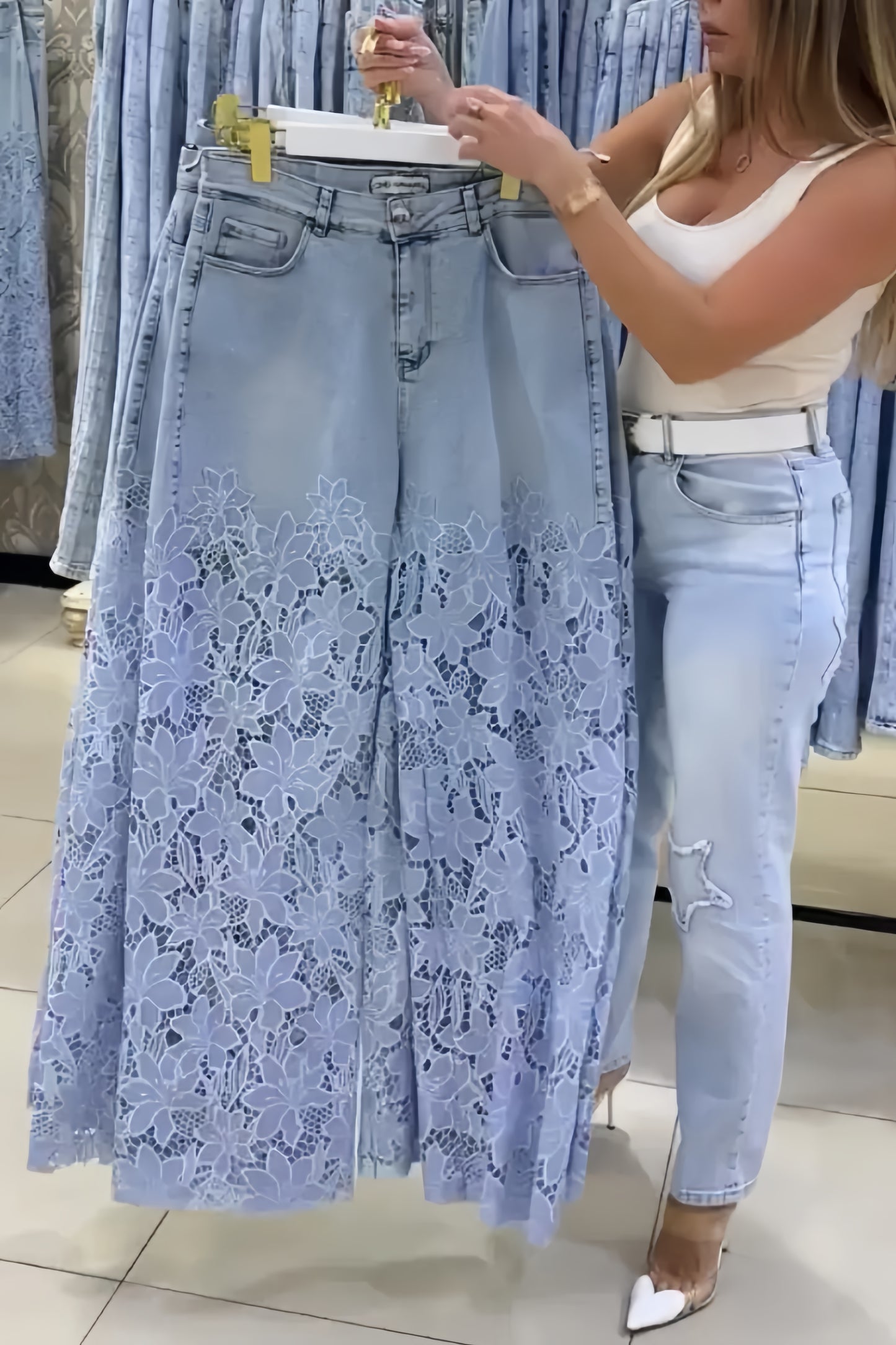 Lena | Jeans met kanten details
